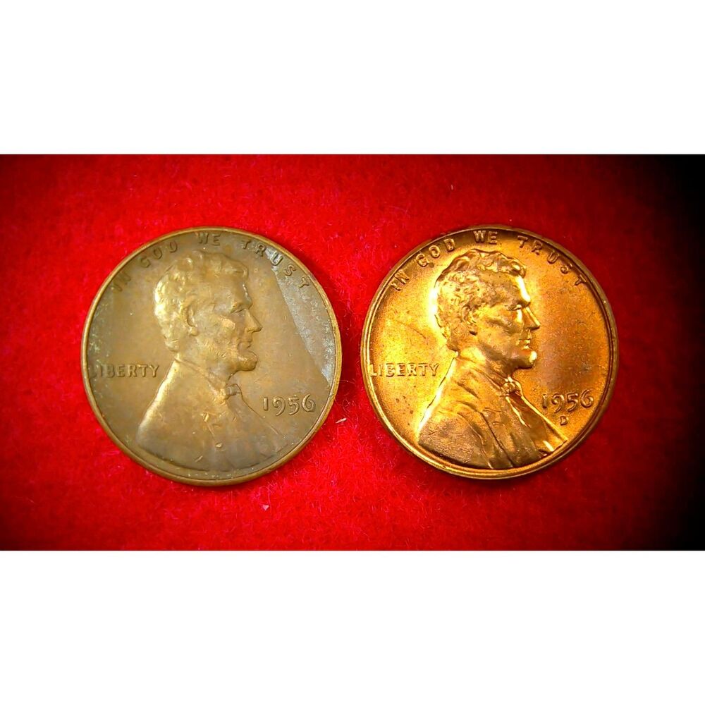 1956 Lincoln Wheat Cents (P, and D) BU Quality Crazy Tone Lot 269